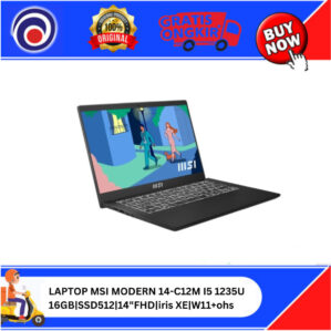 LAPTOP MSI MODERN 14-C12M I5-1235U|16GB|SSD512|14″FHD|iris XE|W11+ohs