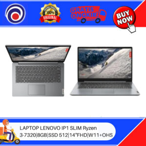 LAPTOP LENOVO IP1 SLIM Ryzen 3-7320|8GB|SSD 512|14″FHD|W11+OHS