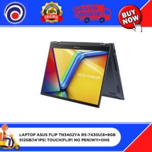 LAPTOP ASUS FLIP TN3402YA R5-7430U | 8+8GB | 512GB | 14’IPS | TOUCH | FLIP | NO PEN | W11+OHS