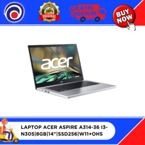 LAPTOP ACER ASPIRE A314-36 I3-N305|8GB|14″|SSD256|W11+OHS