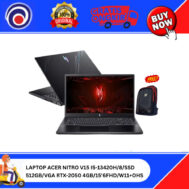 LAPTOP ACER NITRO V15 I5-13420H/8/SSD 512GB/VGA RTX-2050 4GB/15’6FHD/W11+OHS