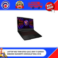 LAPTOP MSI THIN GF63 i7-12650H|8GB|SSD512|15,6″ FHD|RTX3050|W11